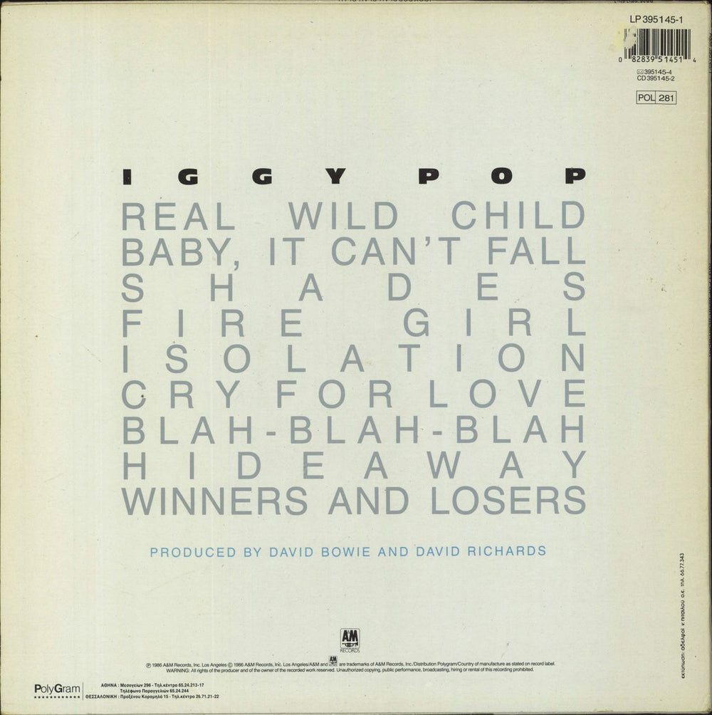 Iggy Pop Blah Blah Blah - Hype Stickered UK vinyl LP album (LP record) 082839514514