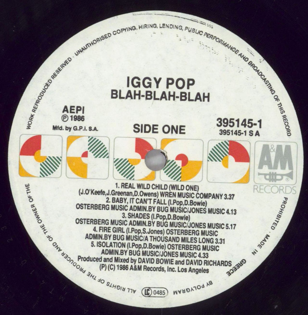 Iggy Pop Blah Blah Blah - Hype Stickered UK vinyl LP album (LP record) IGGLPBL825730