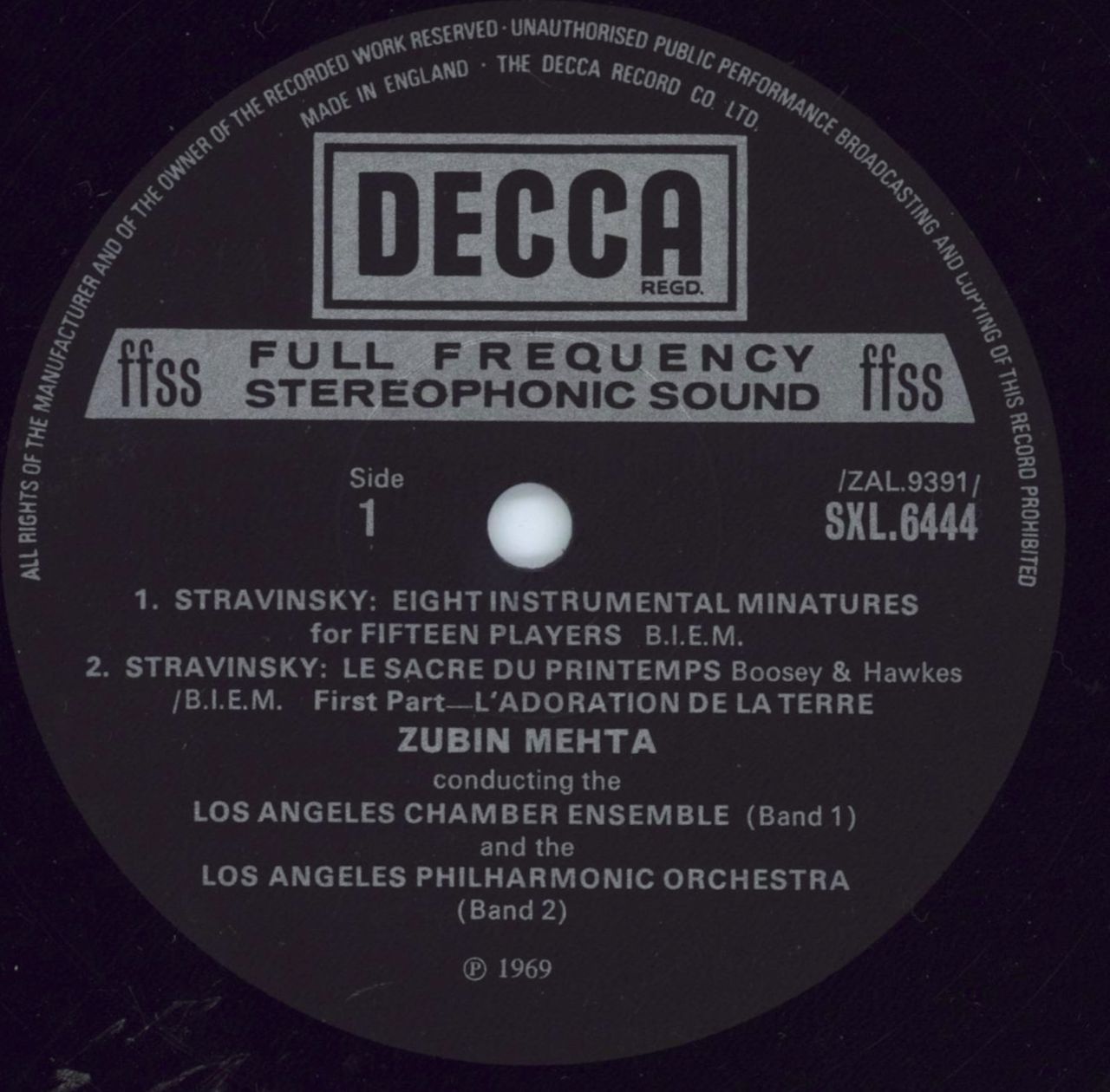 Igor Stravinsky Le Sacre Du Printemps / Eight Instrumental Miniatures For Fifteen Players UK vinyl LP album (LP record) S0ULPLE785955