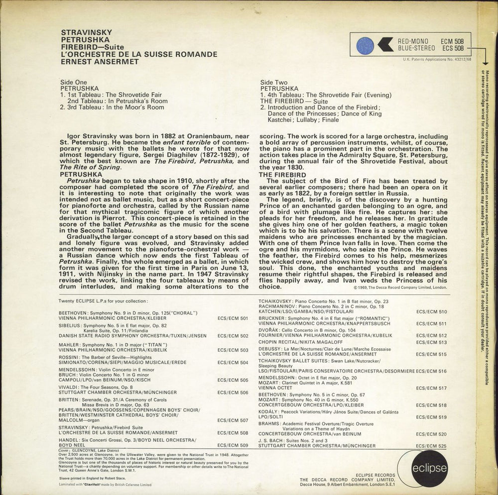 Igor Stravinsky Petrushka / Firebird Suite - 1st UK vinyl LP album (LP record)
