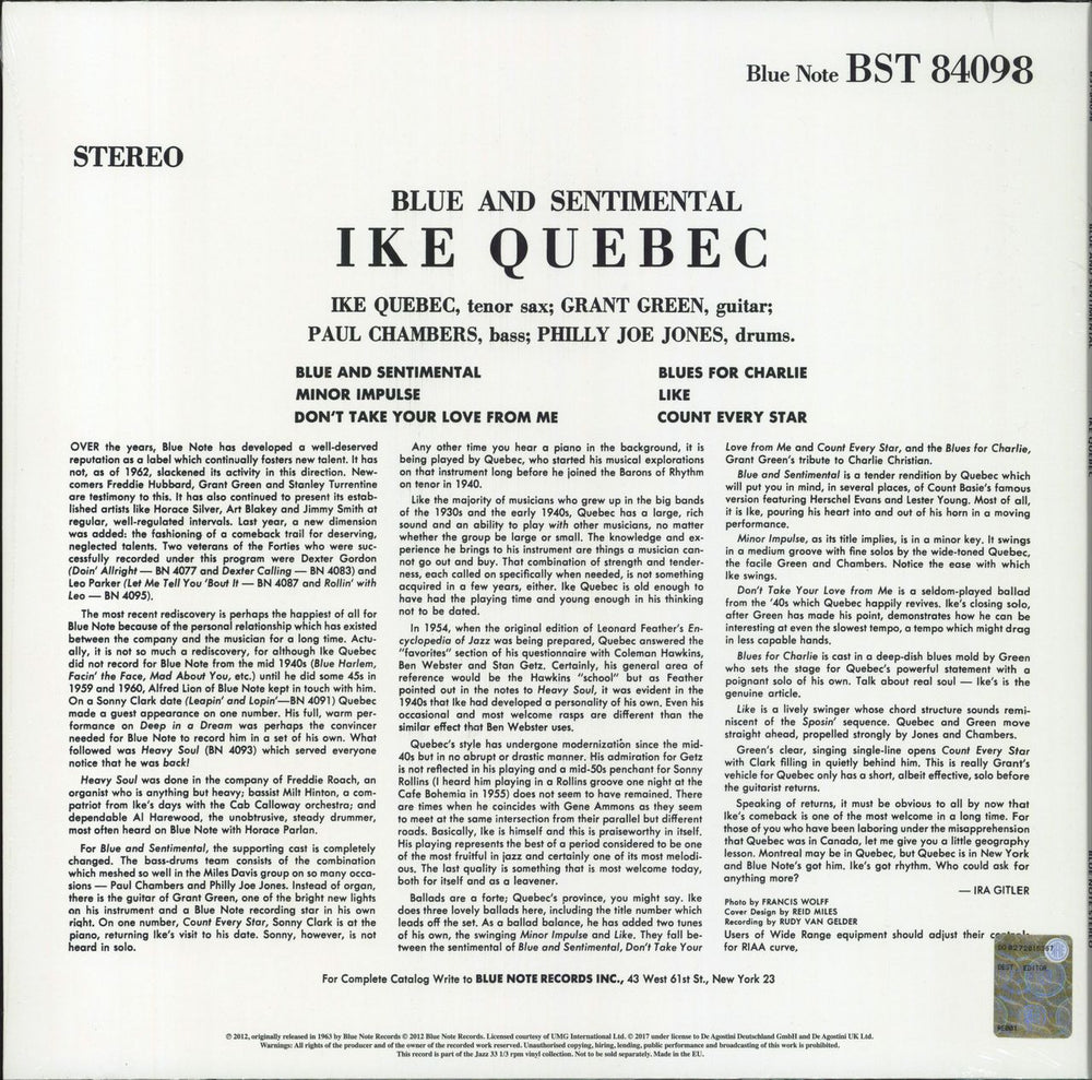 Ike Quebec Blue And Sentimental - 180gm Vinyl - Sealed + Booklet UK vinyl LP album (LP record)