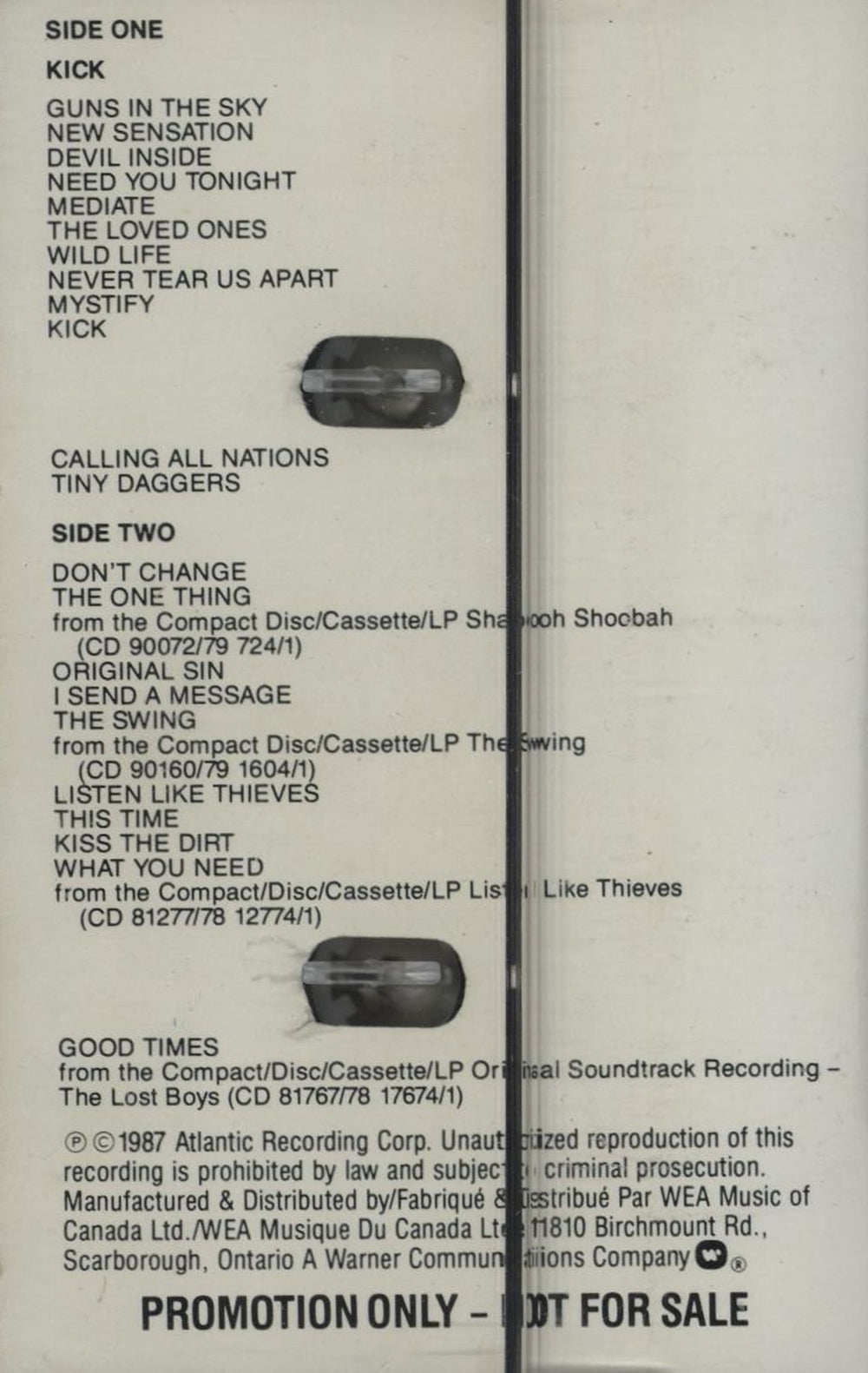 Inxs The Story So Far Kick And Other Classics Canadian Promo cassette album