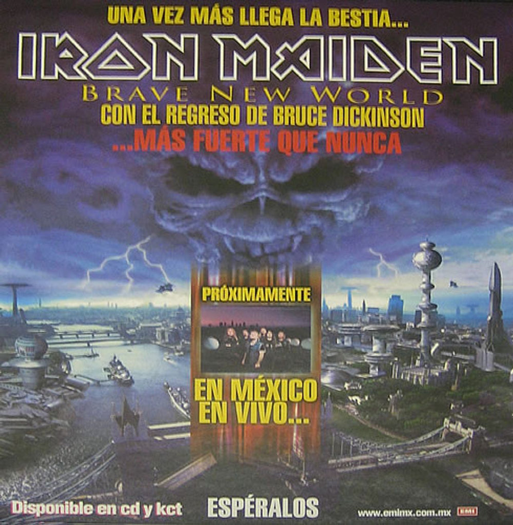 Iron Maiden Brave New World - Más Fuerte Que Nunca Mexican Promo poster 27 X 37.5