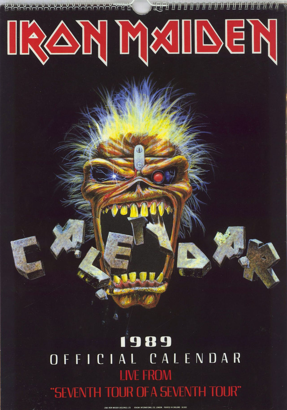 Iron Maiden Official Calendar 1989 UK calendar CALENDAR