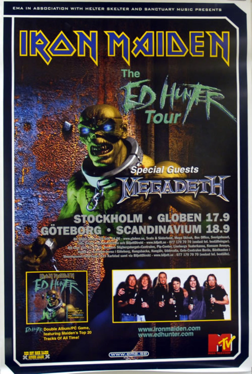 Iron Maiden The Ed Hunter Tour Swedish Promo poster 23.5 X 35