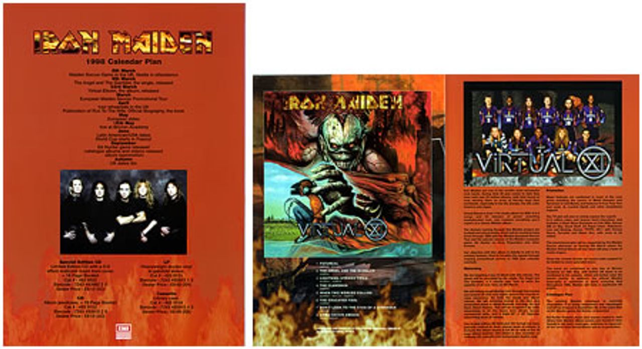 Iron Maiden Virtual XI 23.3.98 UK Promo Handbill — RareVinyl.com