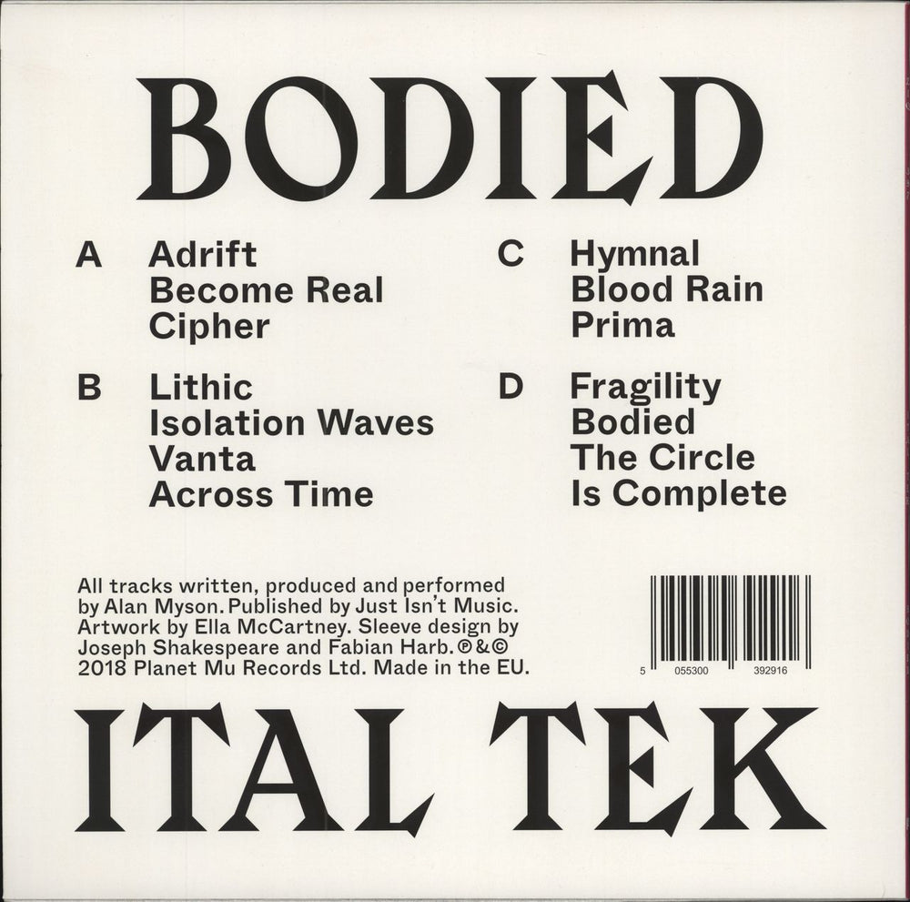 Ital Tek Bodied - Transparent Pink Vinyl UK 2-LP vinyl record set (Double LP Album)