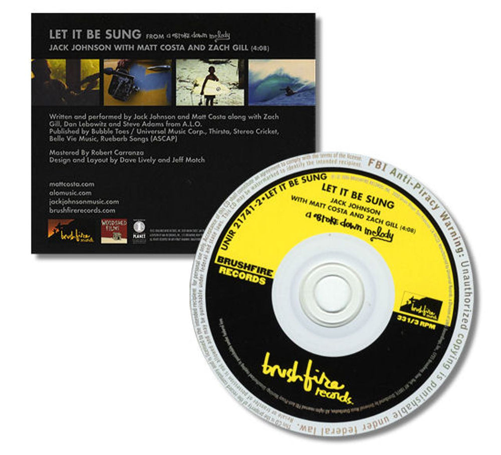 Jack Johnson Let It Be Sung US Promo CD single (CD5 / 5") UNIR21741-2