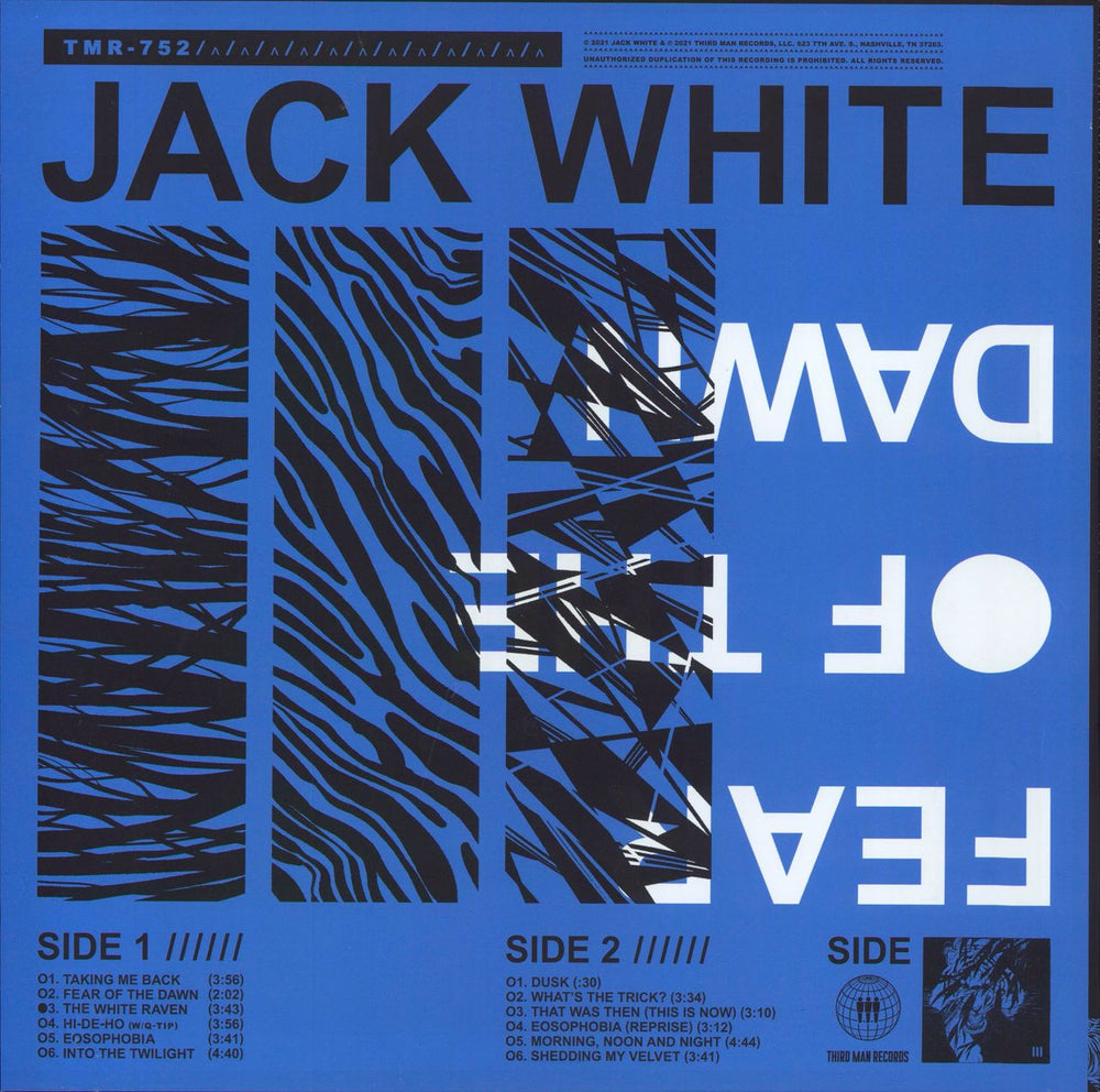 Jack White Fear Of The Dawn - Blue & White Split Vinyl UK Vinyl LP 