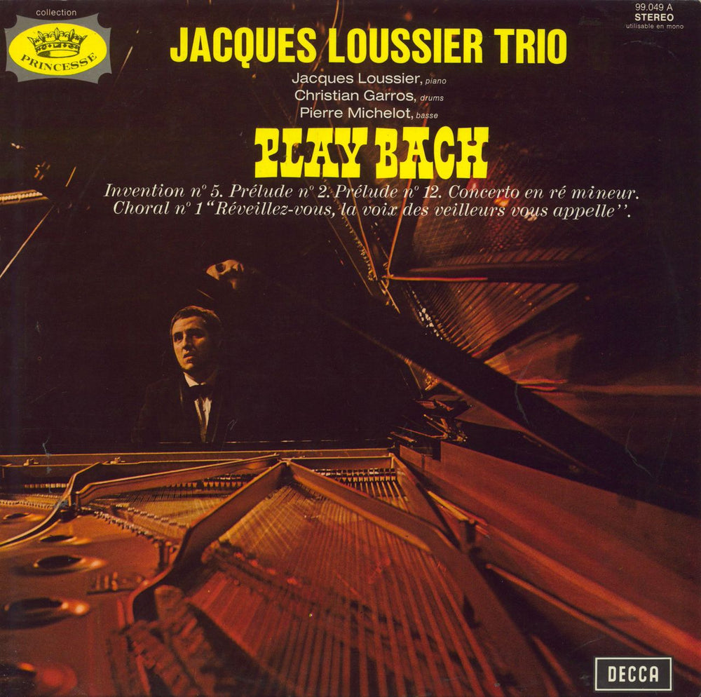 Jacques Loussier Play Bach 1 French vinyl LP album (LP record) 99.049