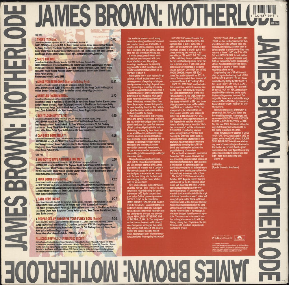 James Brown Motherlode US vinyl LP album (LP record) 042283712614