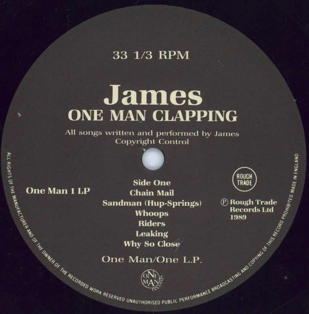 James One Man Clapping UK vinyl LP album (LP record) JMSLPON156707