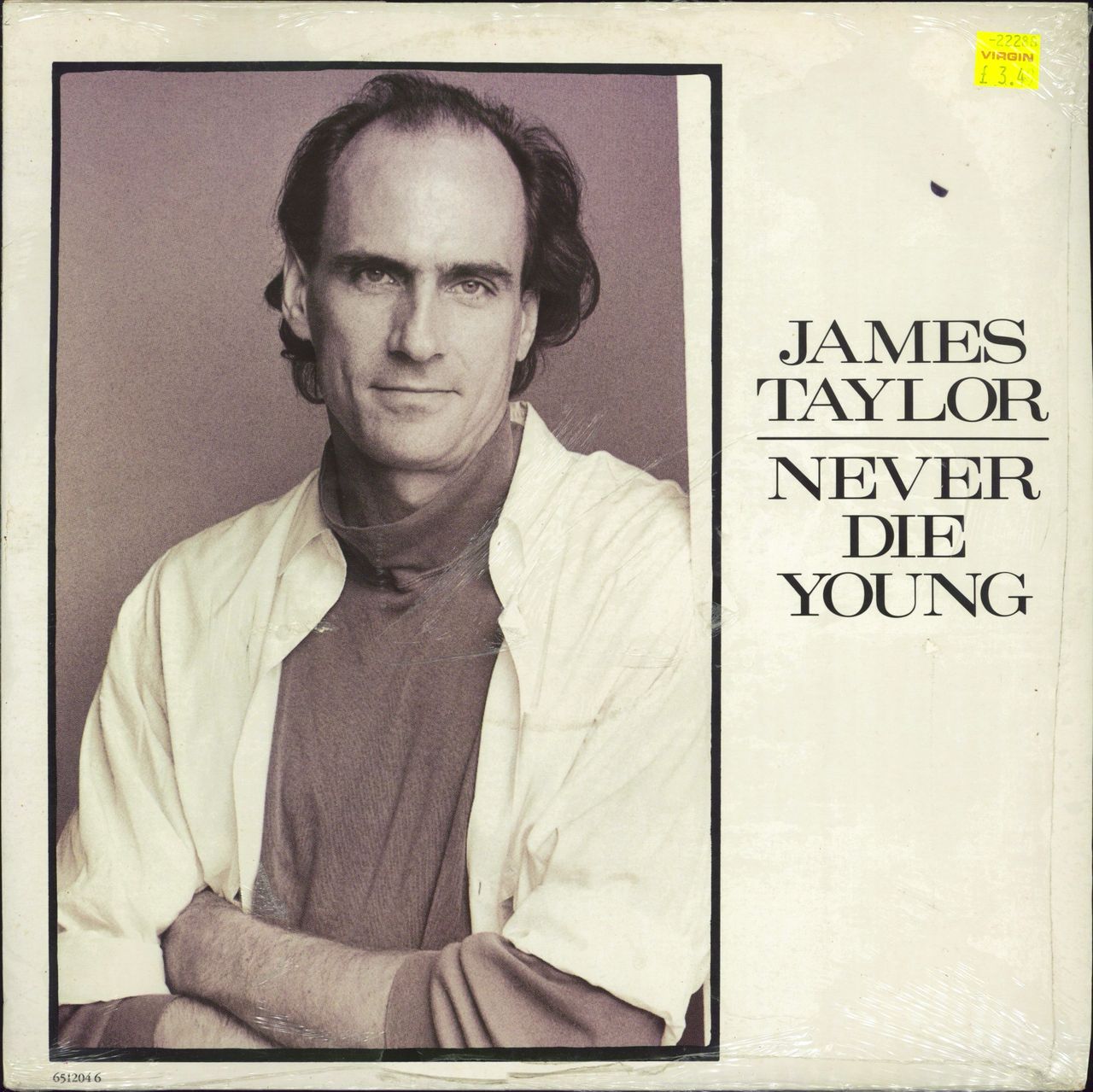 James Taylor Never Die Young - Shrink UK Promo 12" vinyl single (12 inch record / Maxi-single) 6512046