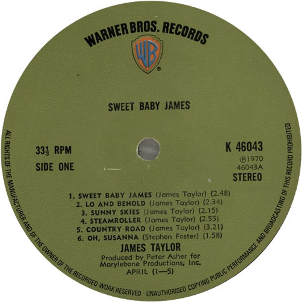 James Taylor Sweet Baby James - 2nd - EX UK Vinyl LP — RareVinyl.com