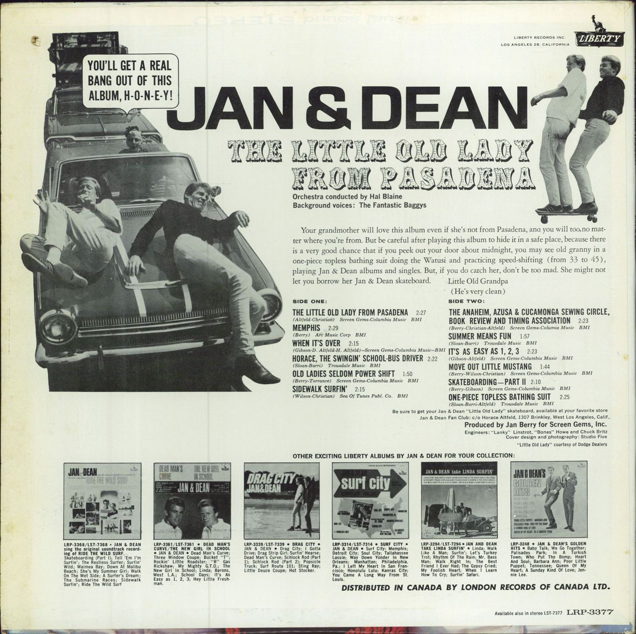 Jan & Dean The Little Old Lady From Pasadena Canadian vinyl LP album (LP record)
