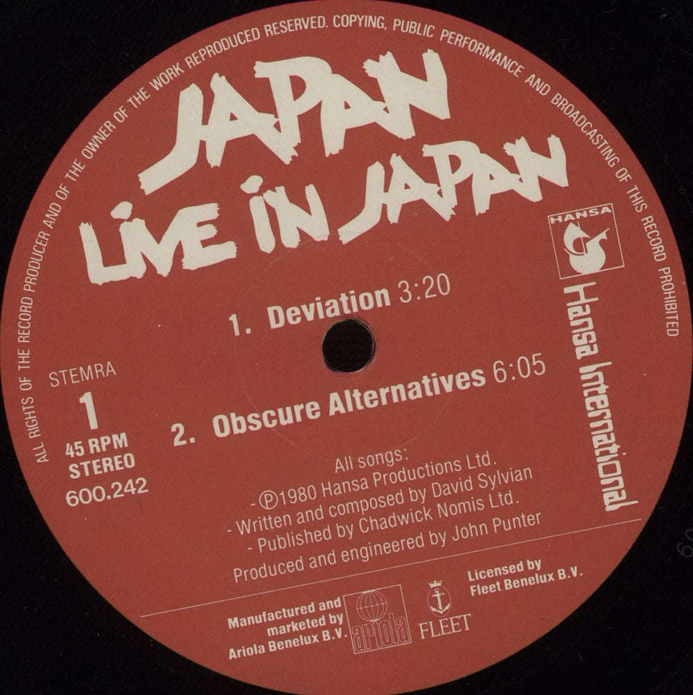 Japan Live In Japan EP Belgian 12" vinyl single (12 inch record / Maxi-single) JAP12LI674762