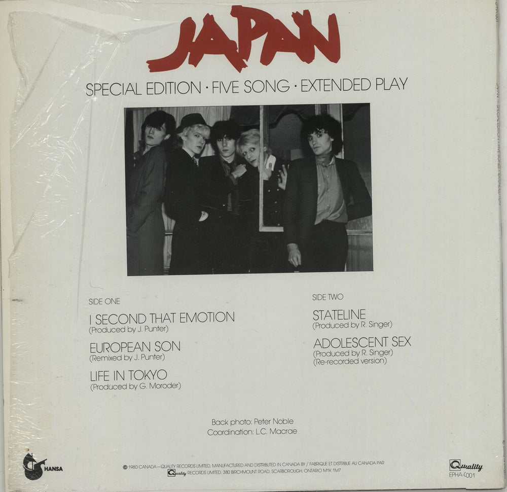 Japan Special Edition Five Song EP Canadian 12" vinyl single (12 inch record / Maxi-single) JAP12SP47521