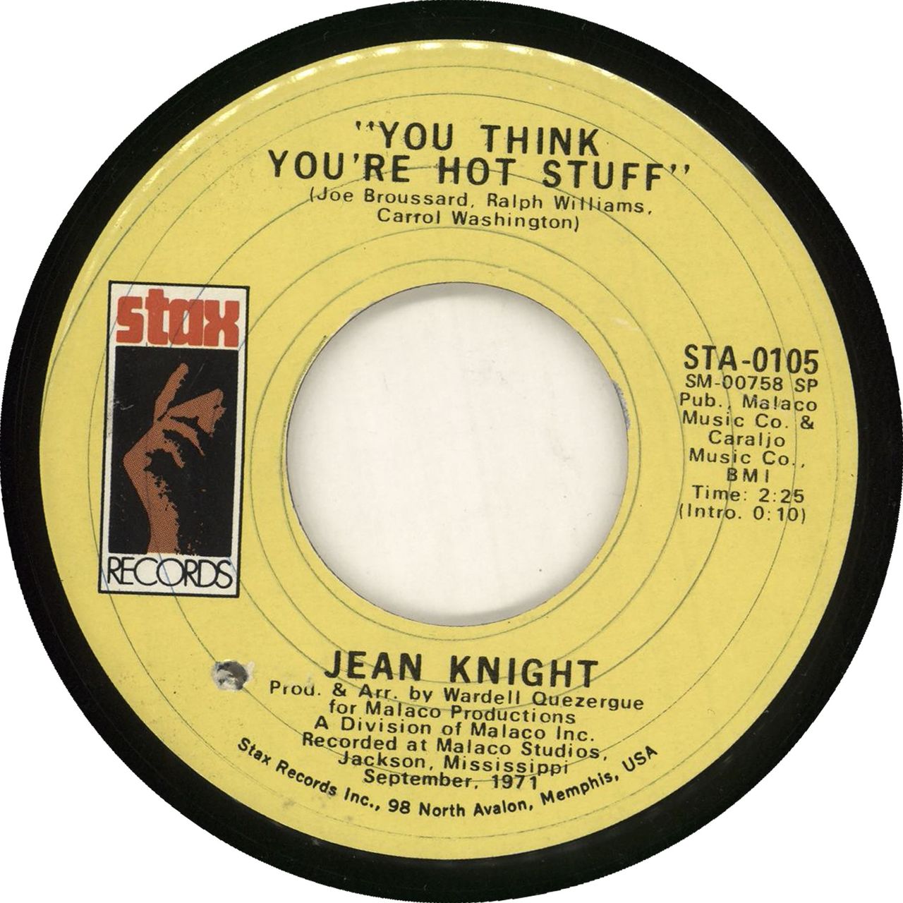 Jean Knight You Think You're Hot Stuff US 7" vinyl single (7 inch record / 45) STA-0105