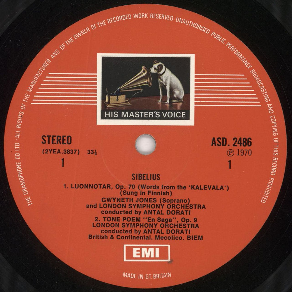 Jean Sibelius Sibelius: Luonnotar UK vinyl LP album (LP record) SE3LPSI733318