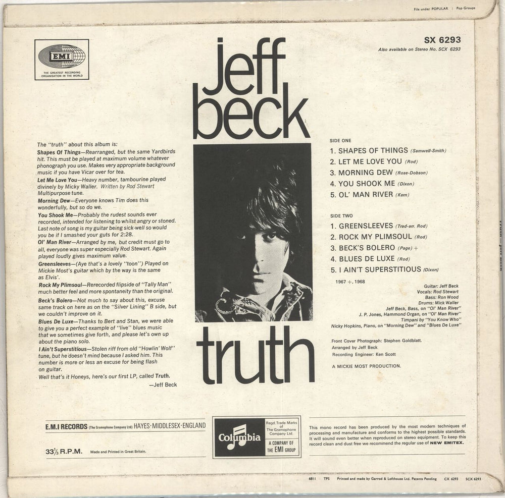 Jeff Beck Truth - EX UK vinyl LP album (LP record) BEKLPTR522244