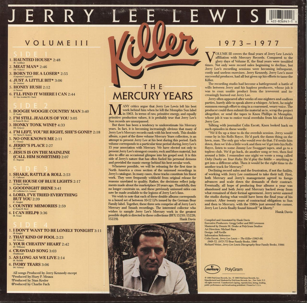 Jerry Lee Lewis Killer - The Mercury Years Volume 3 US 2-LP vinyl record set (Double LP Album) 042283694118