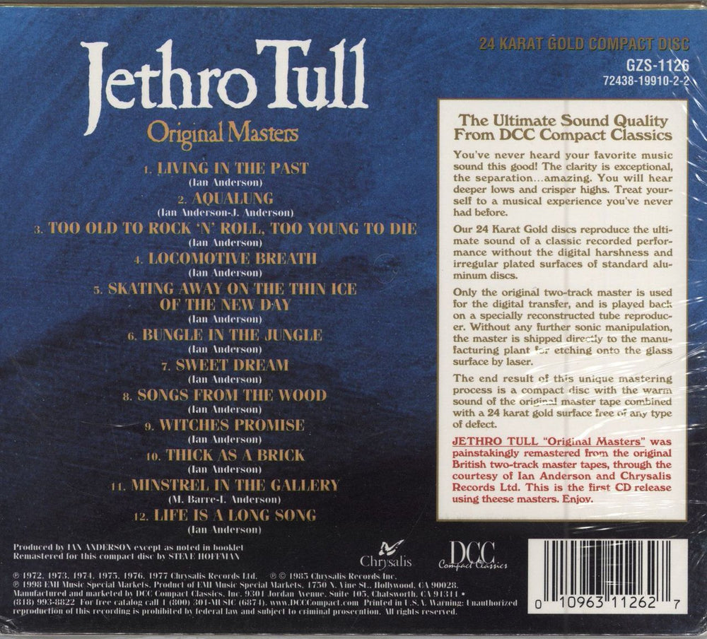 Jethro Tull Original Masters US CD album (CDLP) TULCDOR265441