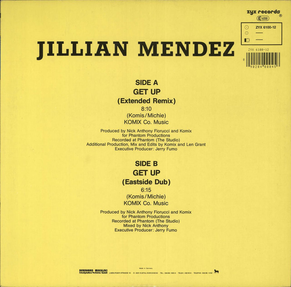 Jillian Mendez Get Up German 12" vinyl single (12 inch record / Maxi-single)