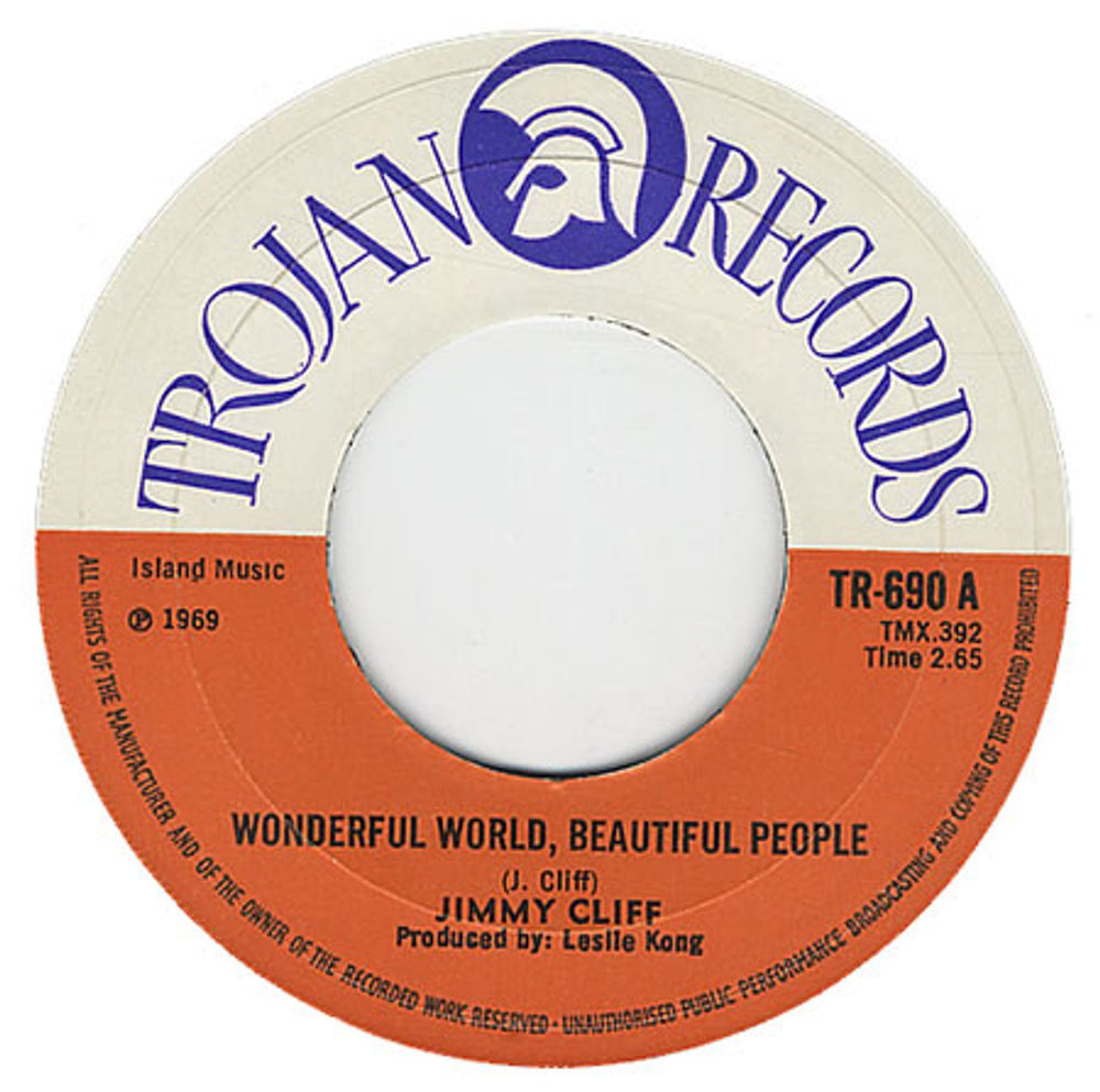 Jimmy Cliff Wonderful World, Beautiful People - wide UK 7" vinyl single (7 inch record / 45) TR-690