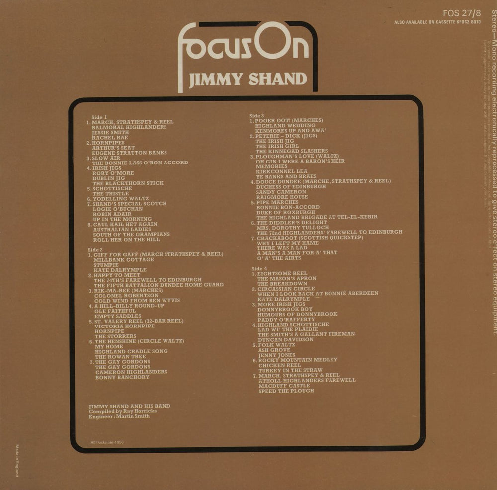 Jimmy Shand And His Band Focus On Jimmy Shand UK 2-LP vinyl record set (Double LP Album)