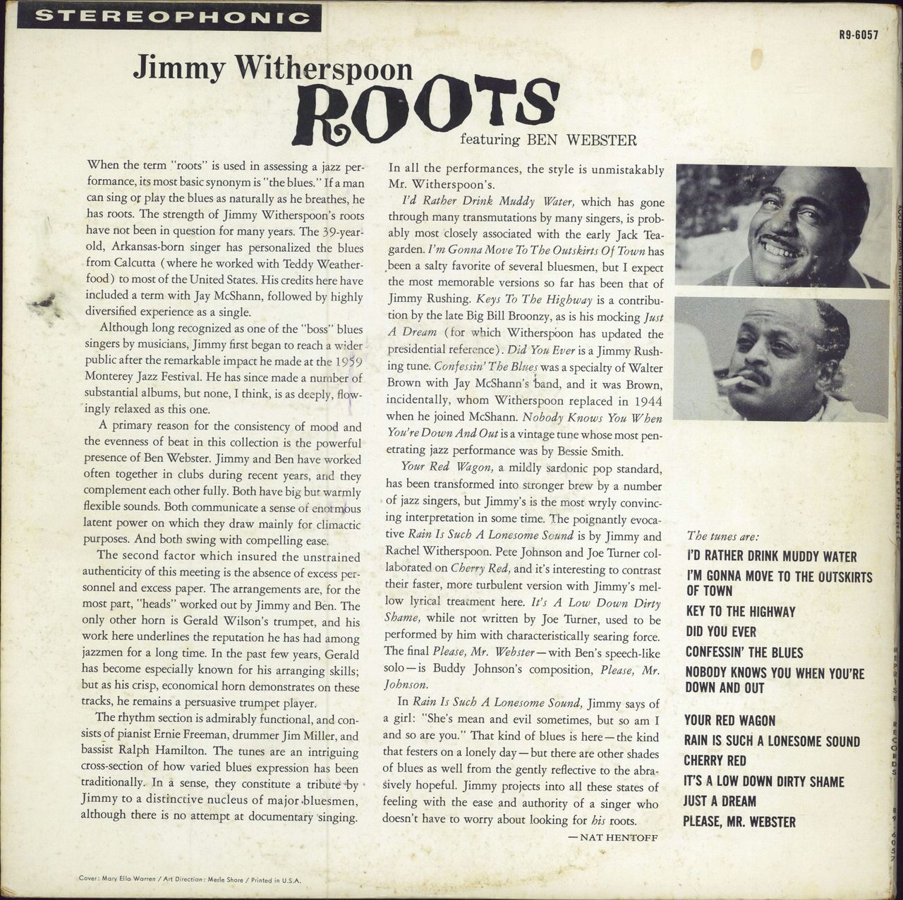 Jimmy Witherspoon Roots US vinyl LP album (LP record) YWILPRO783768