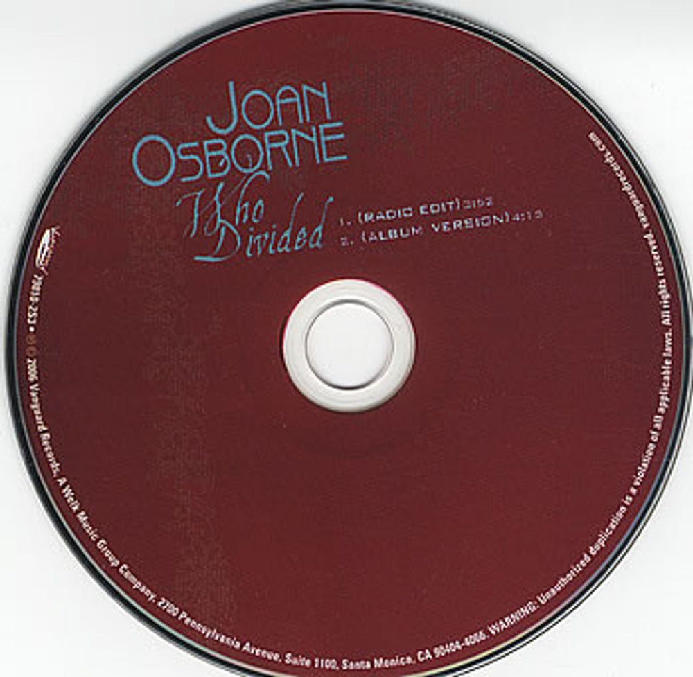 Joan Osborne Who Divided US Promo CD single (CD5 / 5") 79810-2S3