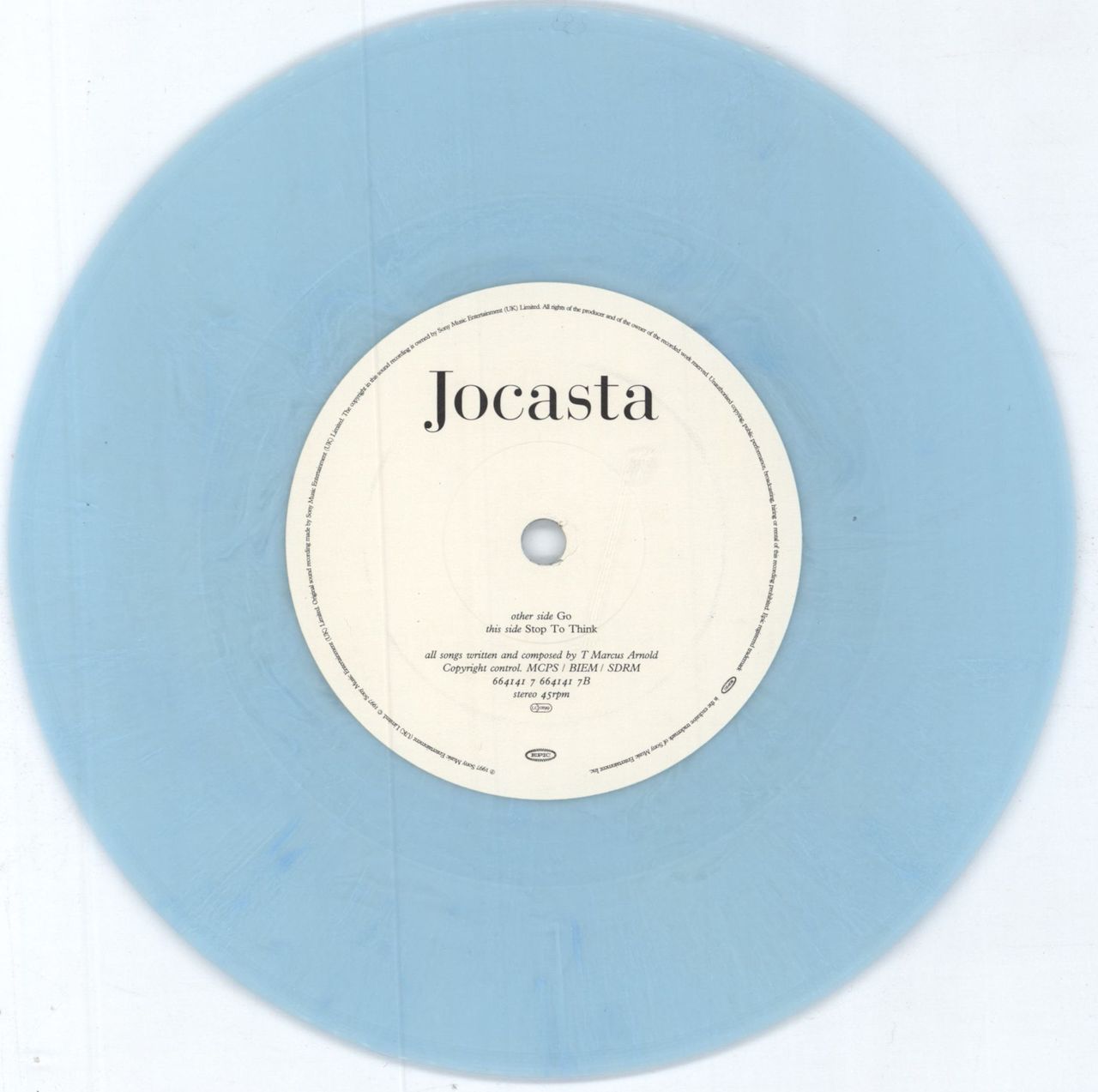 Jocasta Go - Light Blue Vinyl UK 7 Vinyl Single Record 6641417 Epic 1997