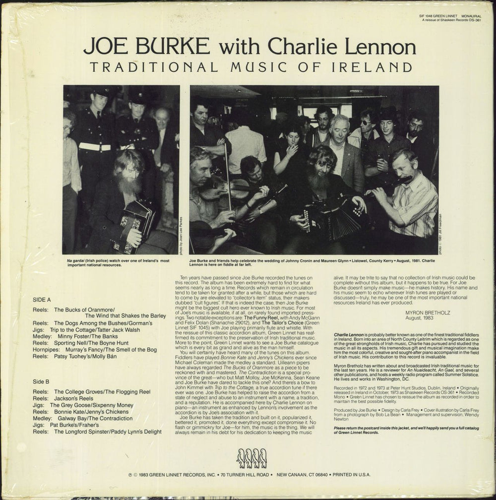 Joe Burke Traditional Music Of Ireland - Shrink US vinyl LP album (LP record)