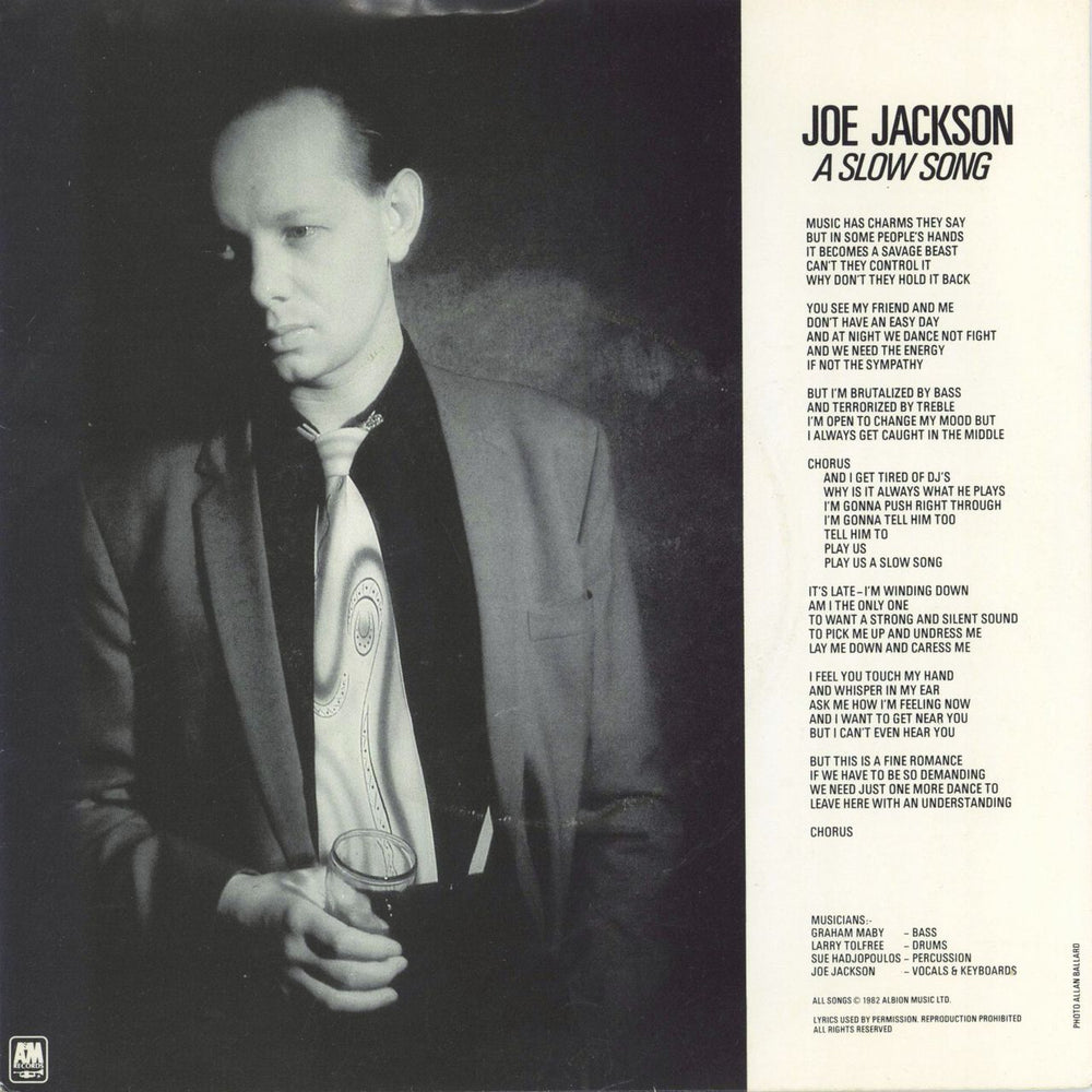 Joe Jackson A SLOW SONG UK Promo 7" vinyl single (7 inch record / 45) AM 114