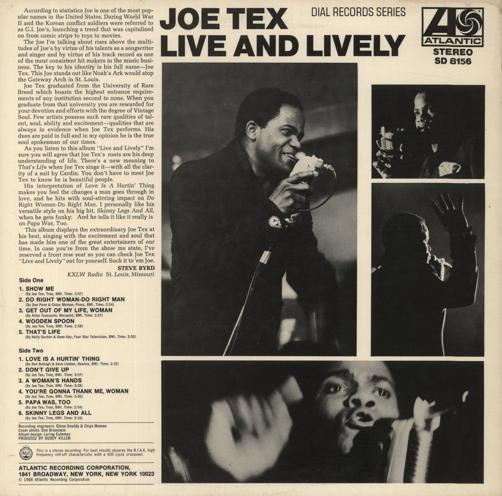 Joe Tex Live And Lively US vinyl LP album (LP record)