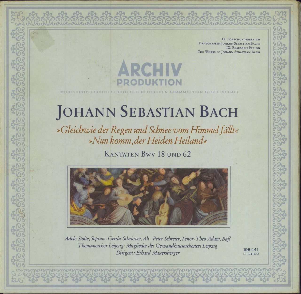 Johann Sebastian Bach "Gleich Wie Der Regen Und Schnee Vom Himmel Fällt" / "Nun Komm, Der Heiden Heiland" German vinyl LP album (LP record) 198441