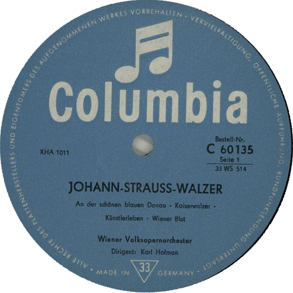 Johann Strauss II (1825-1899) Johann-Strauss-Walzer German 10" vinyl single (10 inch record)