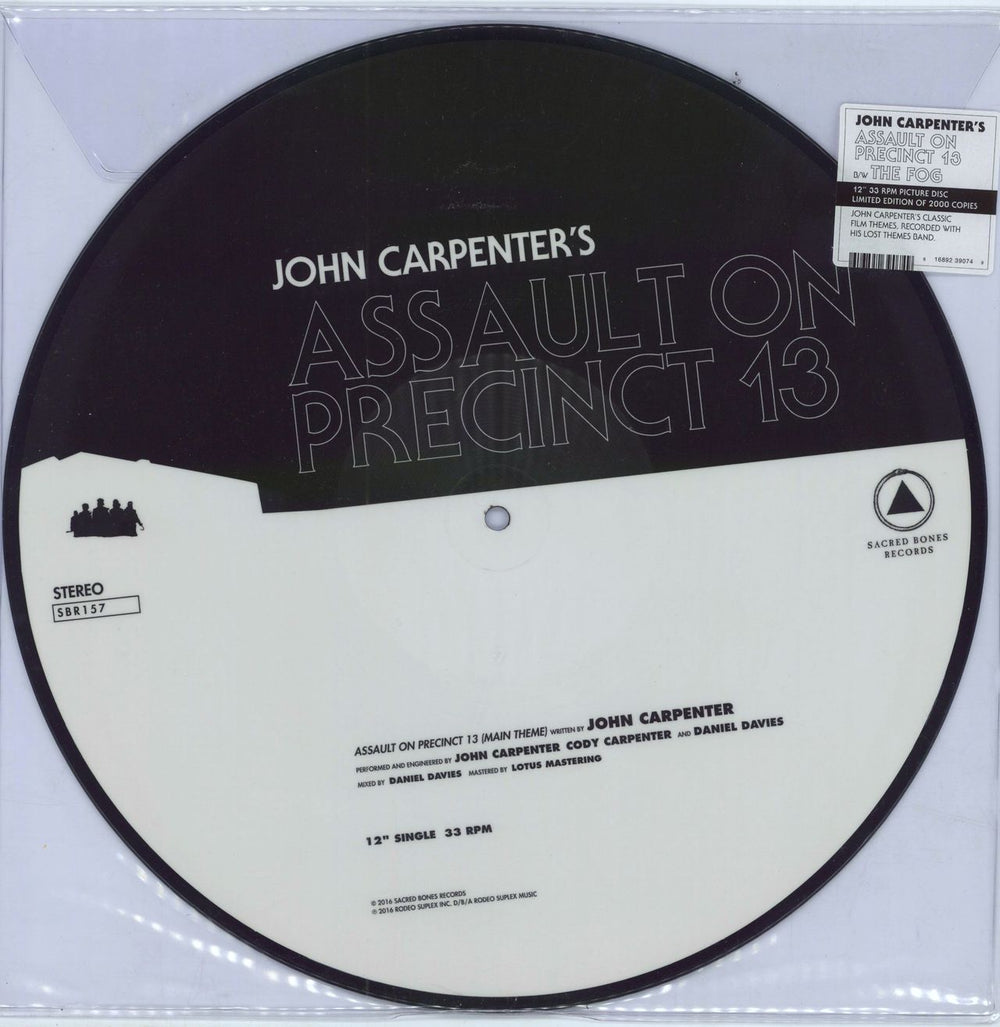 John Carpenter Assault On Precinct 13 / The Fog US 12" vinyl picture disc (12 inch picture record) SBR157