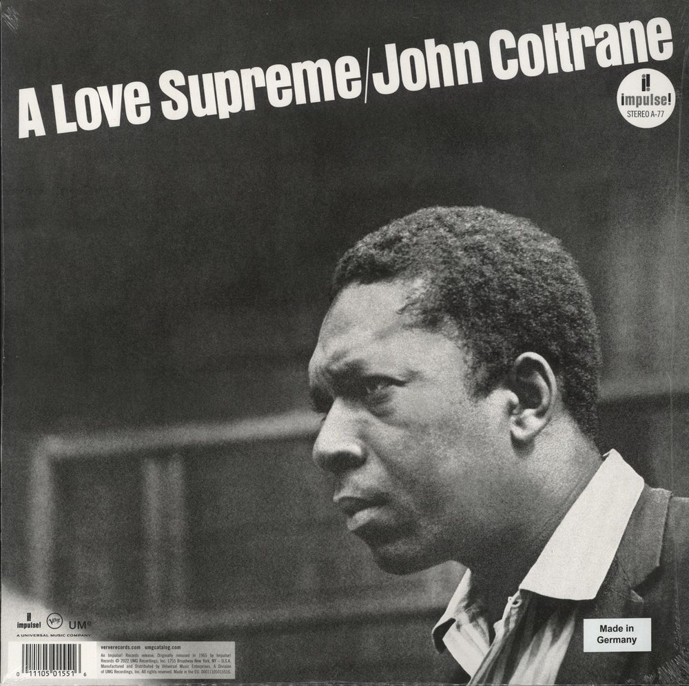 John Coltrane A Love Supreme - 180gram Vinyl - Sealed UK vinyl LP album (LP record) 011105015516