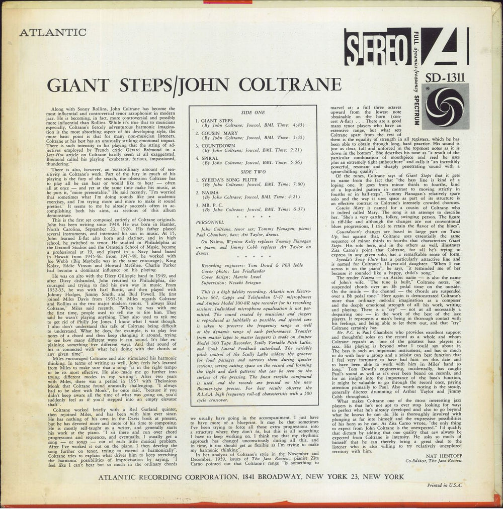 John Coltrane Giant Steps US vinyl LP album (LP record)