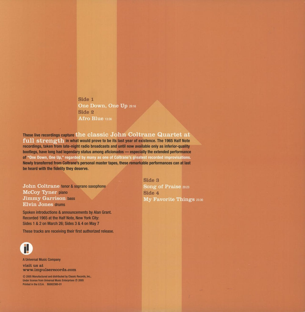 John Coltrane One Down, One Up - Stickered US 2-LP vinyl record set (Double LP Album) 0601704238012