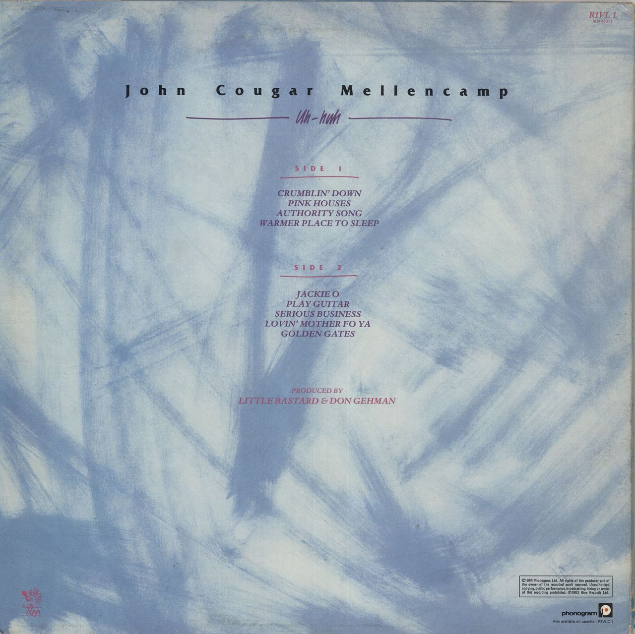 John Cougar Mellencamp Uh-Huh UK vinyl LP album (LP record) JMELPUH356474