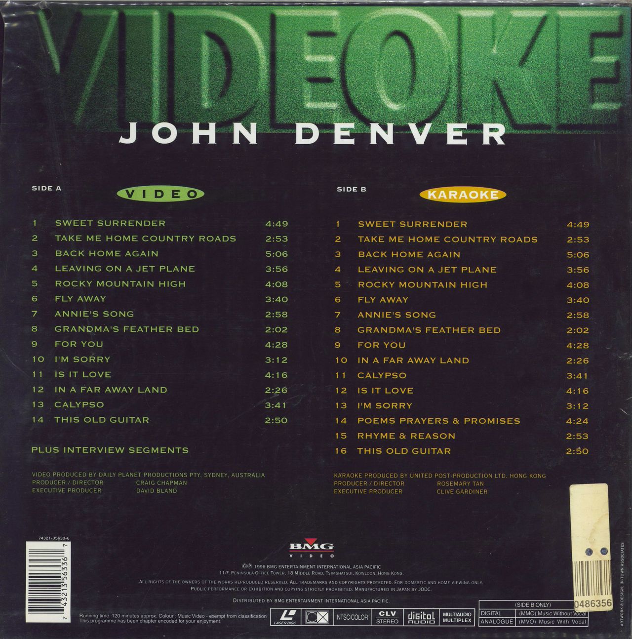 John Denver Videoke Hong Kong laserdisc / lazerdisc