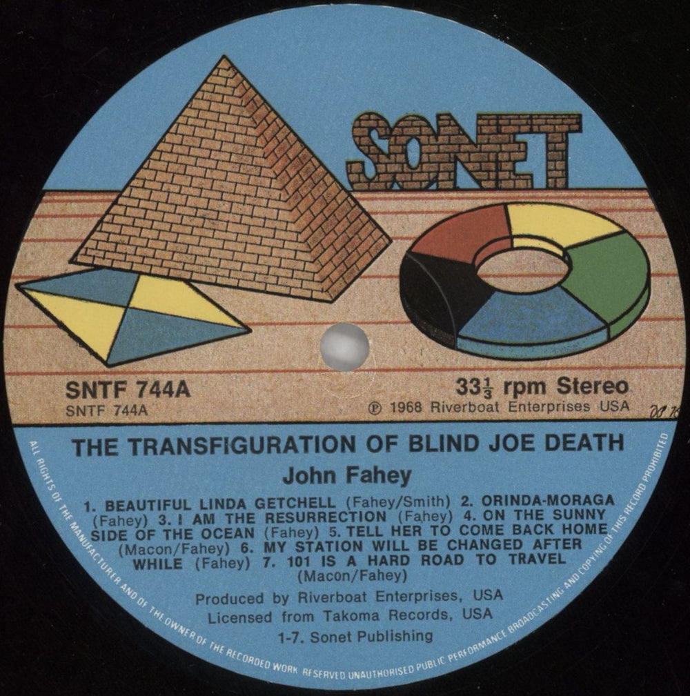 John Fahey The Transfiguration Of Blind Joe Death UK vinyl LP album (LP record) J-FLPTH818704
