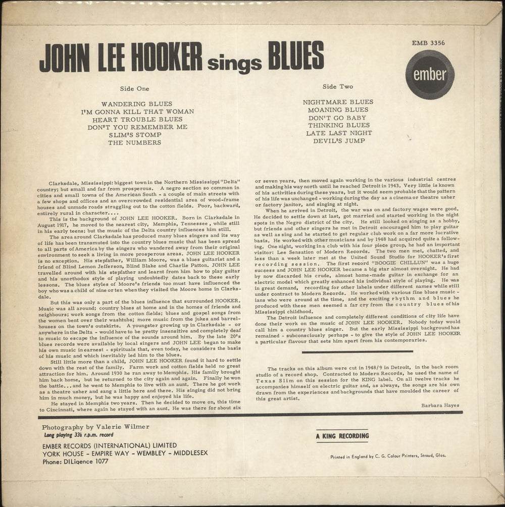 John Lee Hooker Sings Blues - WOL UK vinyl LP album (LP record)