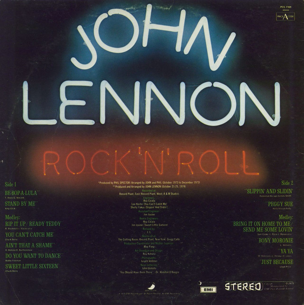 John Lennon Rock 'n' Roll New Zealand vinyl LP album (LP record) LENLPRO776067