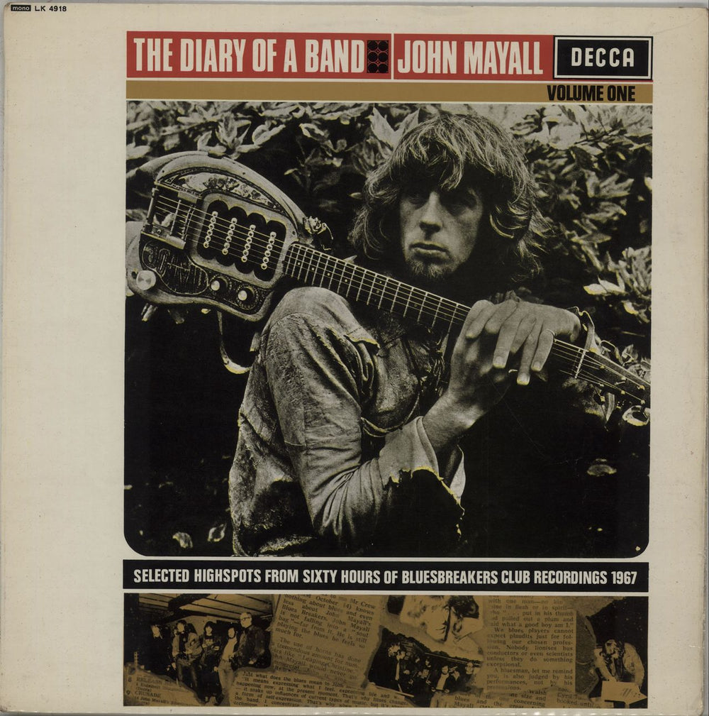 John Mayall The Diary Of A Band Volume One UK vinyl LP album (LP record) LK4918