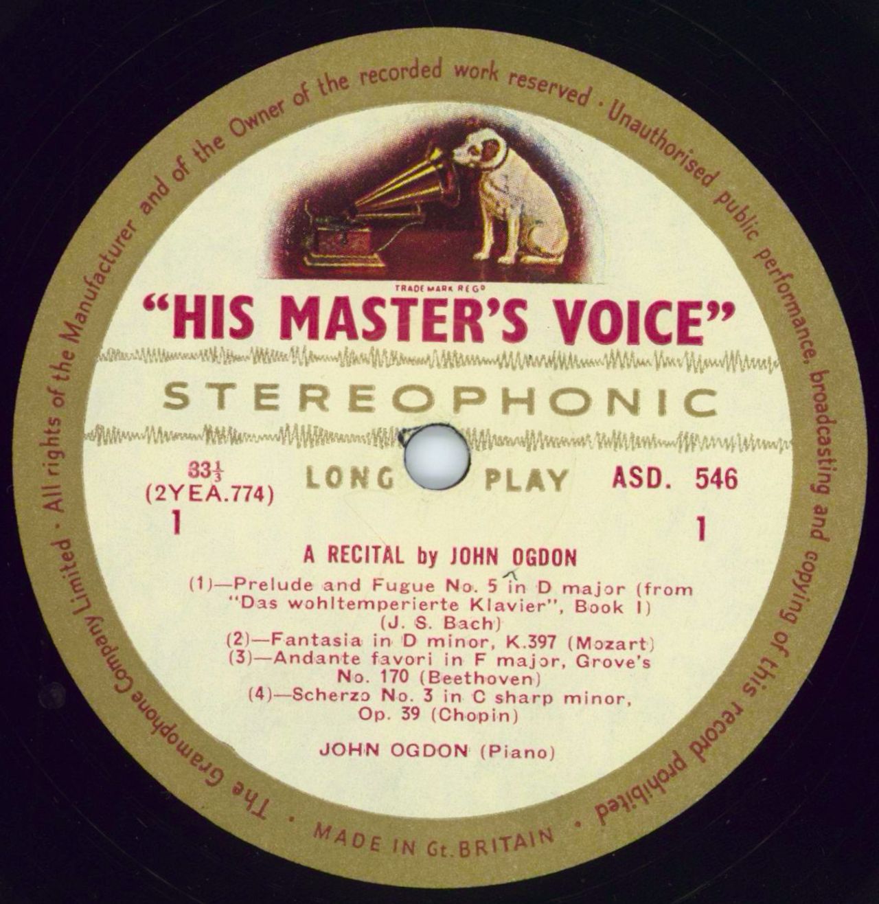 John Ogdon A Recital By John Ogdon UK vinyl LP album (LP record) J57LPAR777302
