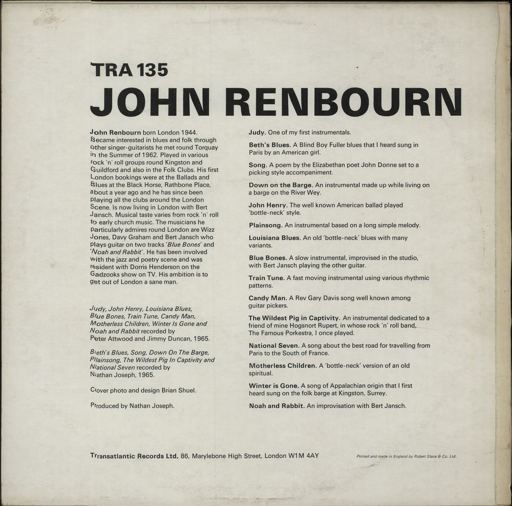 John Renbourn John Renbourn - 3rd UK vinyl LP album (LP record)