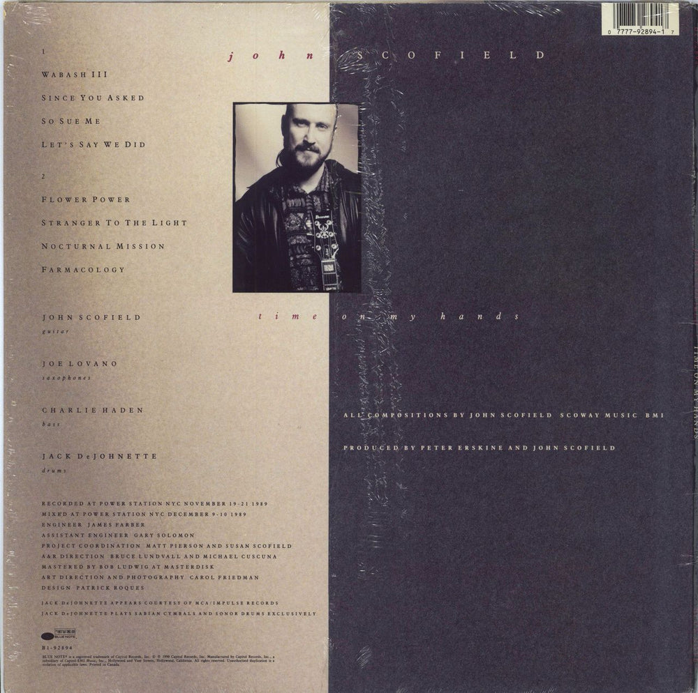 John Scofield Time On My Hands - Shrink US vinyl LP album (LP record) 077779289417